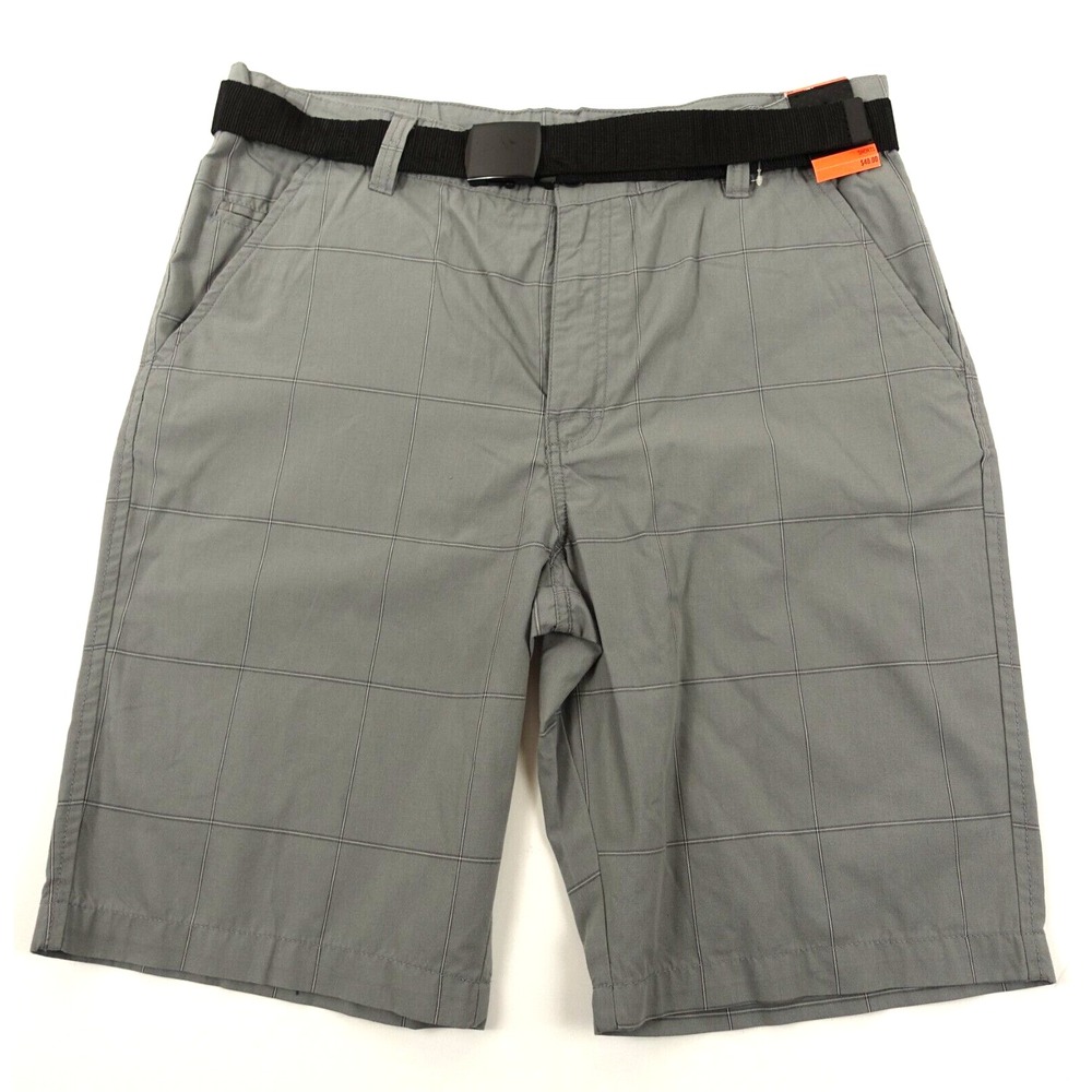 Amplify Vesper Shorts Men 36 Pockets Belted Cotton Polyester Gray Flat Front